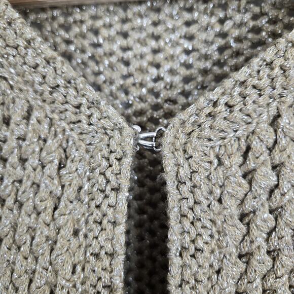 Massimo Dutti Cardigan Sweater XL Gold Metallic Open Knit Long Sleeve Old Money - Picture 6 of 16
